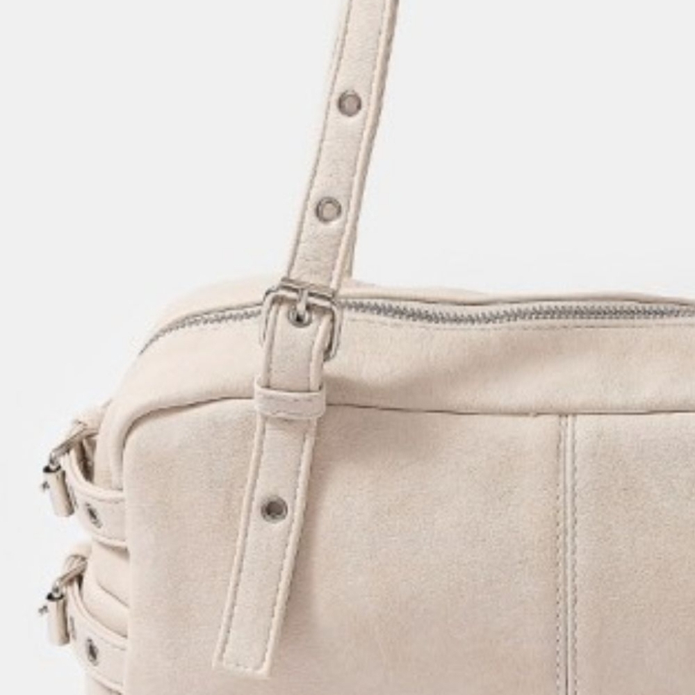 JUST IN! Fame Multi Grommet Belt Strap Rustic Recyangular  Handbag